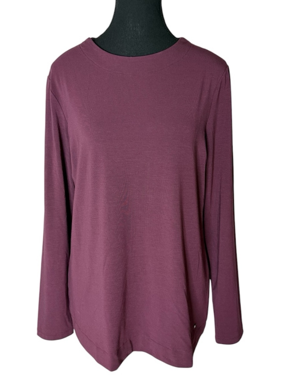 FIG Burgundy Long Sleeve Tunic Top Notched Neckline Size Medium